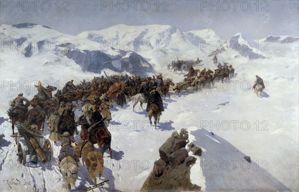 'Count Argutinsky Crossing the Caucasian Range', 1892. Artist: Franz Roubaud