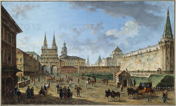 View of the Resurrection Gate on Red Square, Moscow, Russia, c1801. Artist: Fyodor Yakovlevich Alexeev