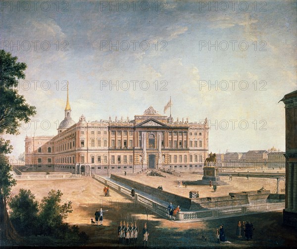 View of the Michael Palace and the Connetable Square, St Petersburg, c1800. Artist: Fyodor Yakovlevich Alexeev