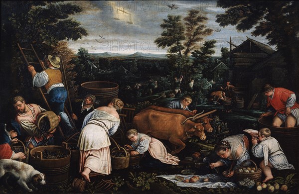 'September' (from the series 'The Seasons'), late 16th or early 17th century. Artist: Leandro Bassano