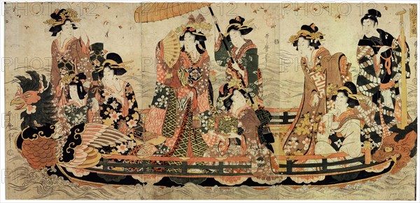 'Cherry Blossom Viewing (Hanami)', early 19th century(?).  Artist: Kitagawa Utamaro II