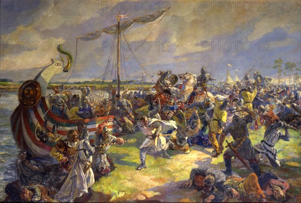 'The Battle of the Neva on July 15, 1240', 1940.  Artist: Julia Truze-Ternovskaya