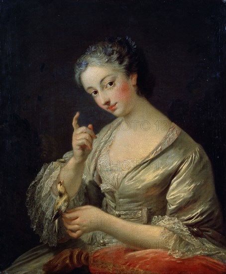 'Lady with a Bird', 18th century.  Artist: Louis Michel van Loo