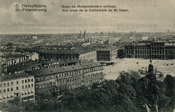View of the Hotel Astoria from the Saint Isaac's Cathedral in St. Petersburg, 1910s.