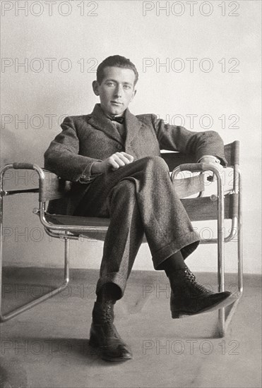 Marcel Breuer in the Wassily chair, 1926.