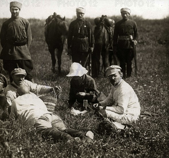 Leon Trotsky with his wife in the Caucasus, 1929.