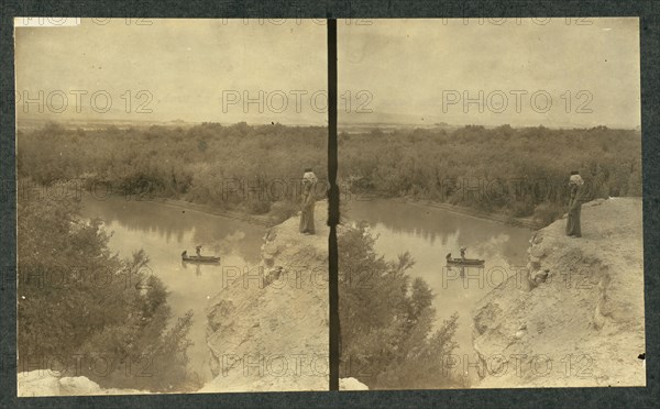 The Jordan River from the heights of Moab  (Stereograph), 1911.