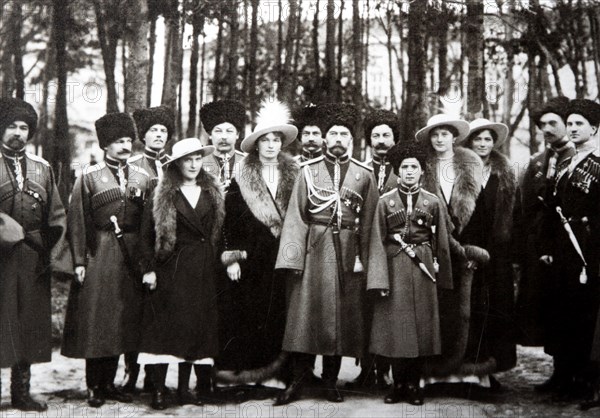 The Family of Tsar Nicholas II of Russia with the Kuban Cossacks, c. 1916.