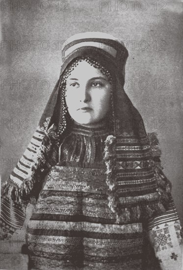 Ryazan Province woman's festive dress, 1900s-1910s.