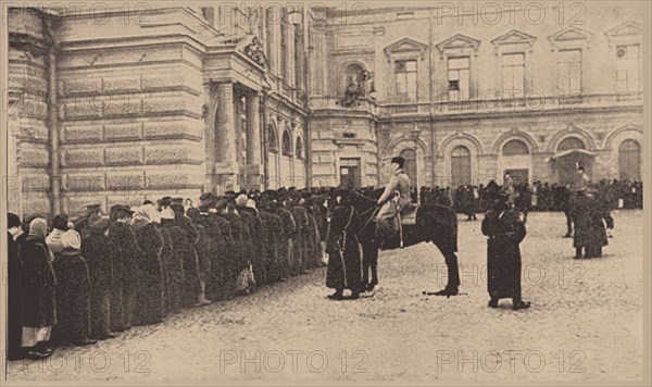 A Russian Bread Line Guarded by the Imperial Police. March 1917, 1917.