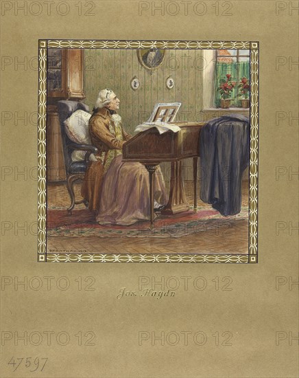 Joseph Haydn at the grand piano, 1917. Artist: Nowak, Otto Robert (1874-1945)
