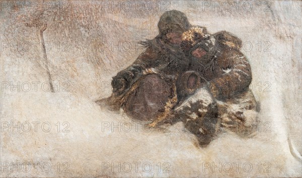 Snowstorm. Children. Artist: Bogdanov-Belsky, Nikolai Petrovich (1868-1945)