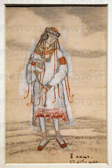 Costume design for the ballet The Rite of Spring (Le Sacre du Printemps) by I. Stravinsky, 1912. Artist: Roerich, Nicholas (1874-1947)