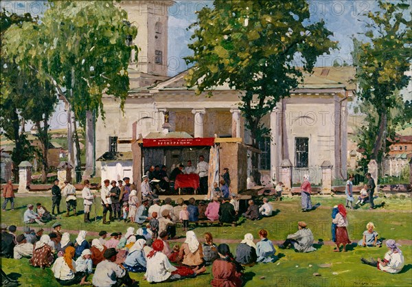 The Cooperation Day in a village, 1926. Artist: Tcheptsov, Yefim Mikhailovich (1875-1950)