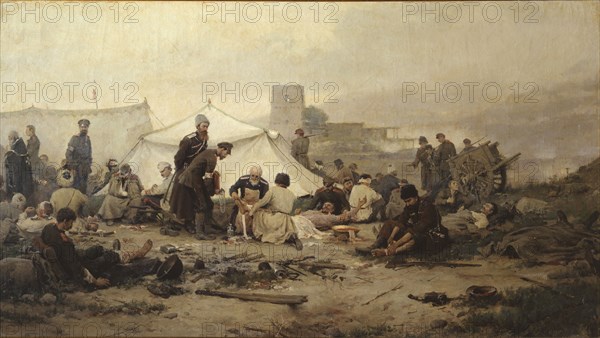 Dressing station, 1893. Artist: Vladimirov, Ivan Alexeyevich (1869-1947)