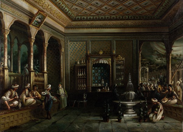 Coffee House in Tophane, Second Half of the 19th cen.. Artist: Jivanian, Megerdich (1848-1906)