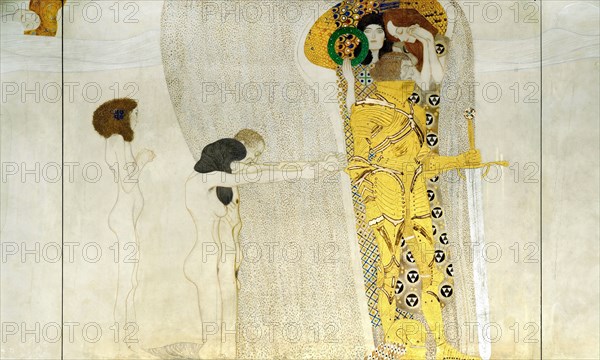The Beethoven Frieze, Detail: Knight in Shining Armor, 1902. Artist: Klimt, Gustav (1862-1918)