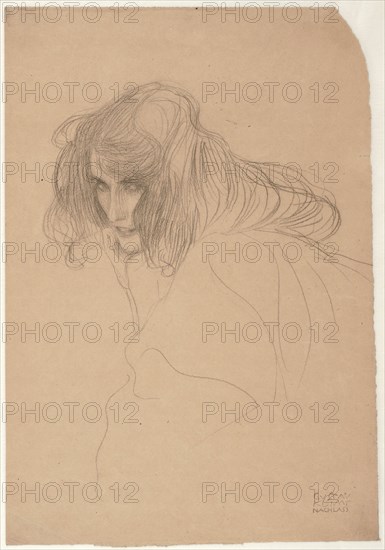 Study of a woman's head in three-quarter profile (Study for Unchastity in the Beethoven Frieze), c.1901-1902. Artist: Klimt, Gustav (1862-1918)
