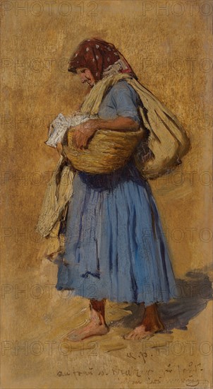 A Farmer?s Wife Blowing her Nose, ca 1871-1874. Artist: Pettenkofen, August Ritter von (1821-1889)