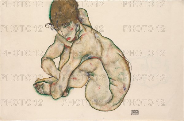 Crouching Nude Girl, 1914. Artist: Schiele, Egon (1890?1918)