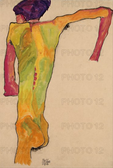 Male Nude, Propping Himself Up, 1910. Artist: Schiele, Egon (1890?1918)