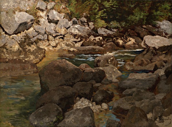 Mountain Stream with Boulders, 1888-1889. Artist: Schuch, Carl (1846-1903)