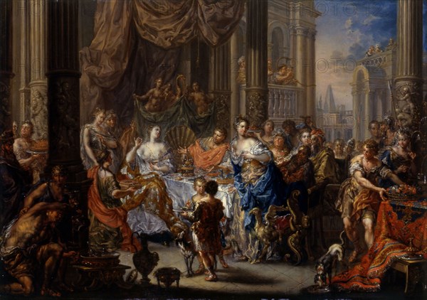 Cleopatra's feast. Artist: Platzer, Johann Georg (1704-1761)