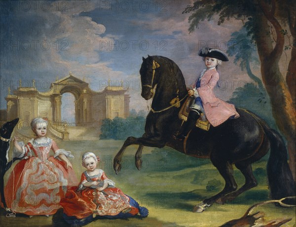 Portrait of the Children of Count Ivan Illarionovich Vorontsov: Artemi, Anna and Eudokia (Avdotya), 1754. Artist: Prenner, Georg Kaspar, von (1720-1766)