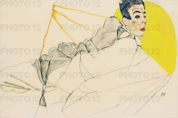 Reclining Boy (Erich Lederer), 1913. Artist: Schiele, Egon (1890?1918)