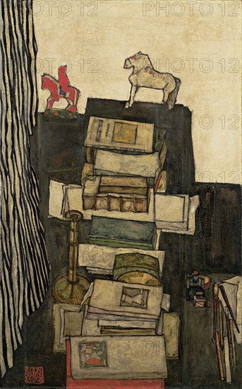 Still Life with Books (Schiele's Desk), 1914. Artist: Schiele, Egon (1890?1918)