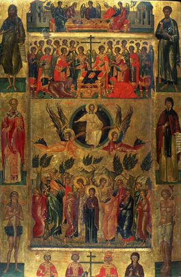 The Ascension of Christ with the Hetoimasia, 15th century. Artist: Ritzos, Andreas (1421-1492)