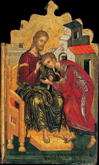 Christ giving the Benediction to John the Evangelist, c. 1450. Artist: Ritzos, Andreas (1421-1492)