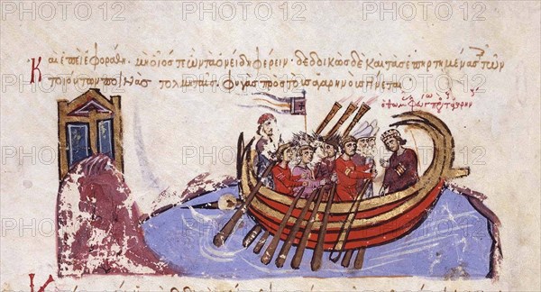 Thomas the Slav flees to the Arabs (Miniature from the Madrid Skylitzes), 11th-12th century. Artist: Anonymous