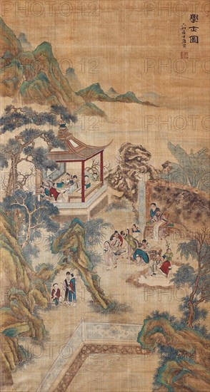 Studying scholars in a garden (Hanging scroll). Artist: Chinese Master