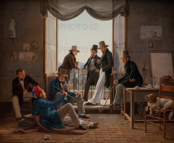 A Group of Danish Artists in Rome, 1837. Artist: Hansen, Constantin (1804-1880)