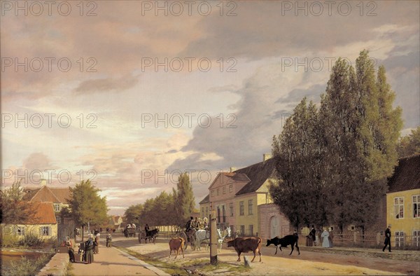 View of a Street in Østerbro outside Copenhagen. Morning Light, 1836. Artist: Købke, Christen Schiellerup (1810-1848)