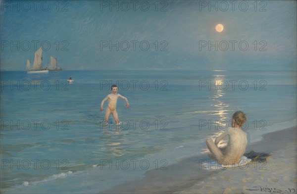 Boys Bathing at Skagen. Summer Evening, 1899. Artist: Krøyer, Peder Severin (1851-1909)