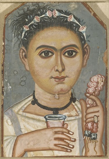 Boy with a Floral Garland in His Hair, ca 200-230. Artist: Fayum mummy portraits