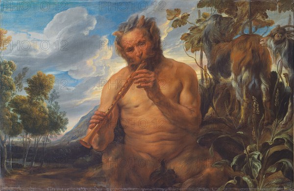 Satyr Playing the Pipe (Jupiter's Childhood), ca 1639. Artist: Jordaens, Jacob (1593-1678)