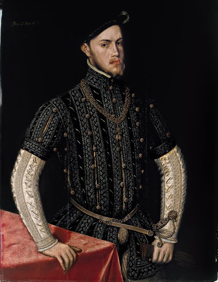 Portrait of Philip II (1527-1598), King of Spain and Portugal, c. 1550. Artist: Mor, Antonis (Anthonis) (c. 1517-1577)