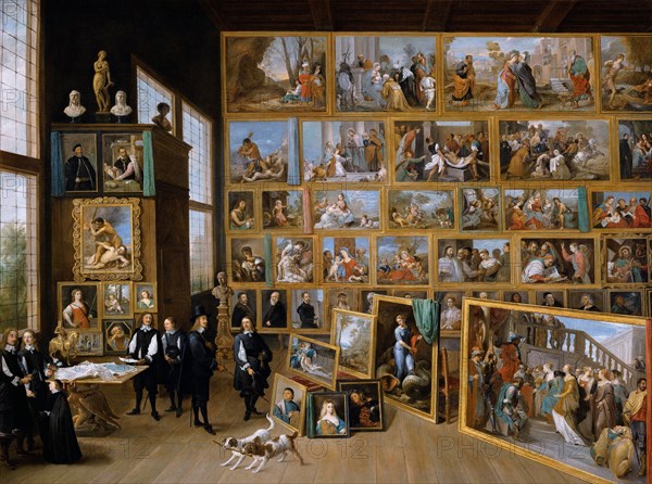 Archduke Leopold Wilhelm in his Gallery in Brussels, ca 1651. Artist: Teniers, David, the Younger (1610-1690)