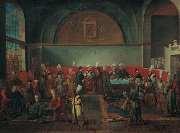 Dinner at the Palace in Honour of an Ambassador, 1720s. Artist: Vanmour (Van Mour), Jean-Baptiste (1671-1737)