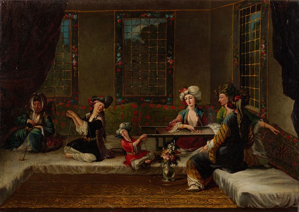 Women Embroidering, 1730s. Artist: Vanmour (Van Mour), Jean-Baptiste, (School)