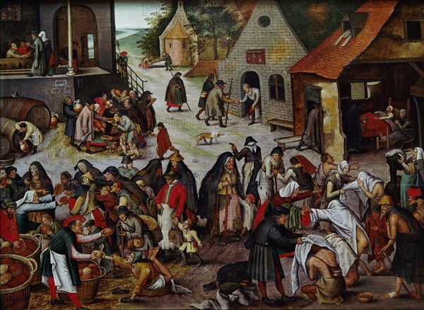 The Seven Works of Mercy. Artist: Brueghel, Pieter, the Younger (1564-1638)