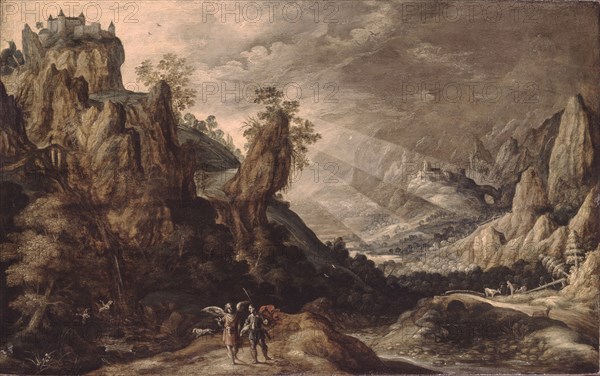 Landscape with Tobias and the Angel. Artist: Keuninck, Kerstiaen, de (ca.1560-1633)
