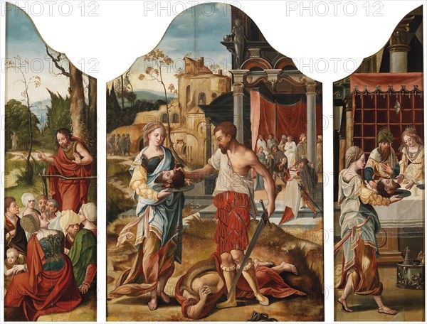 Triptych with scenes from the life of Saint John the Baptist, ca 1530. Artist: Master of the Gent Adultress (active c. 1530)