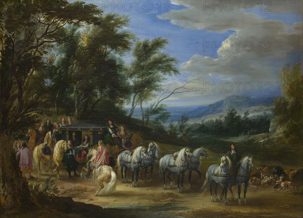 Philippe François d'Arenberg meeting Troops, 1662. Artist: Meulen, Adam Frans, van der (1632-1690)