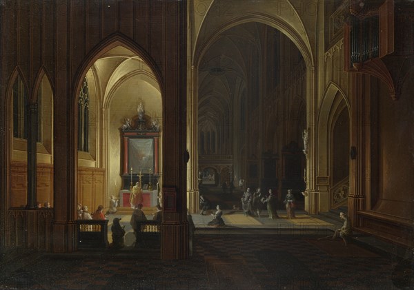 An Evening Service in a Church, 1649. Artist: Neeffs, Pieter, the Elder (1578-1661)