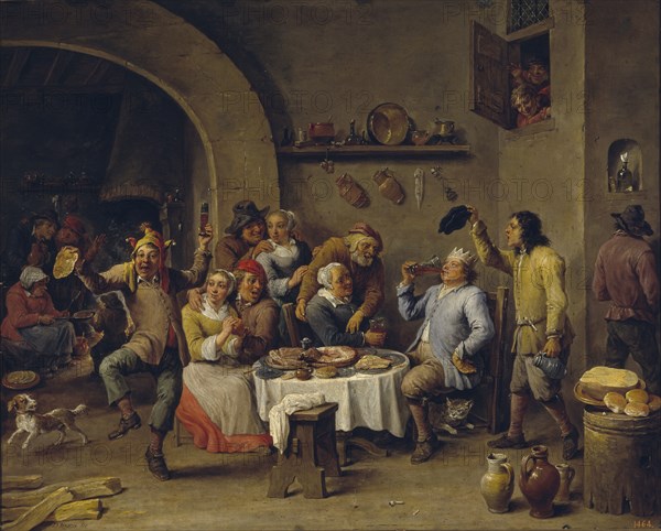 Twelfth Night party, 1650-1660. Artist: Teniers, David, the Younger (1610-1690)