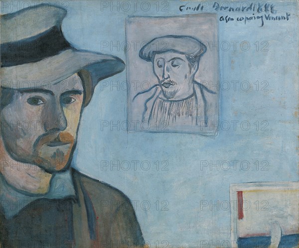 Self-portrait with Portrait of Gauguin, 1888. Artist: Bernard, Émile (1868-1941)